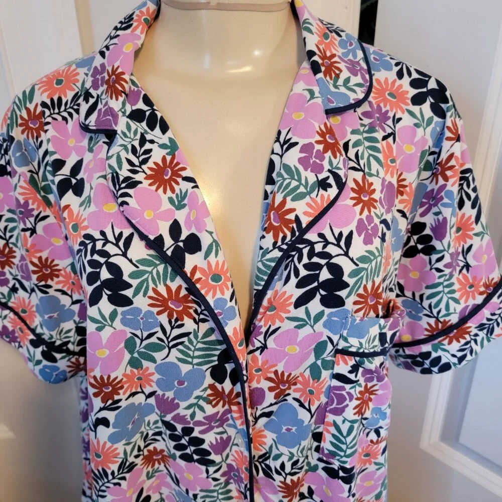 Kate Spade New York Black Label Spring Floral Pajama Top Short Sleeve